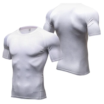 OEM prezzo economico Logo personalizzato T-shirt sportiva a compressione ad asciugatura rapida Fitness Gym Uomo Camicia sportiva da corsa ad asciugatura rapida