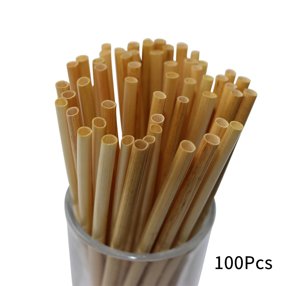 100pcs Fashionable Disposable Straw Eco-friendly Natural Wheat Straws, Portable Eco-friendly Straws, Party And Bar Accessories