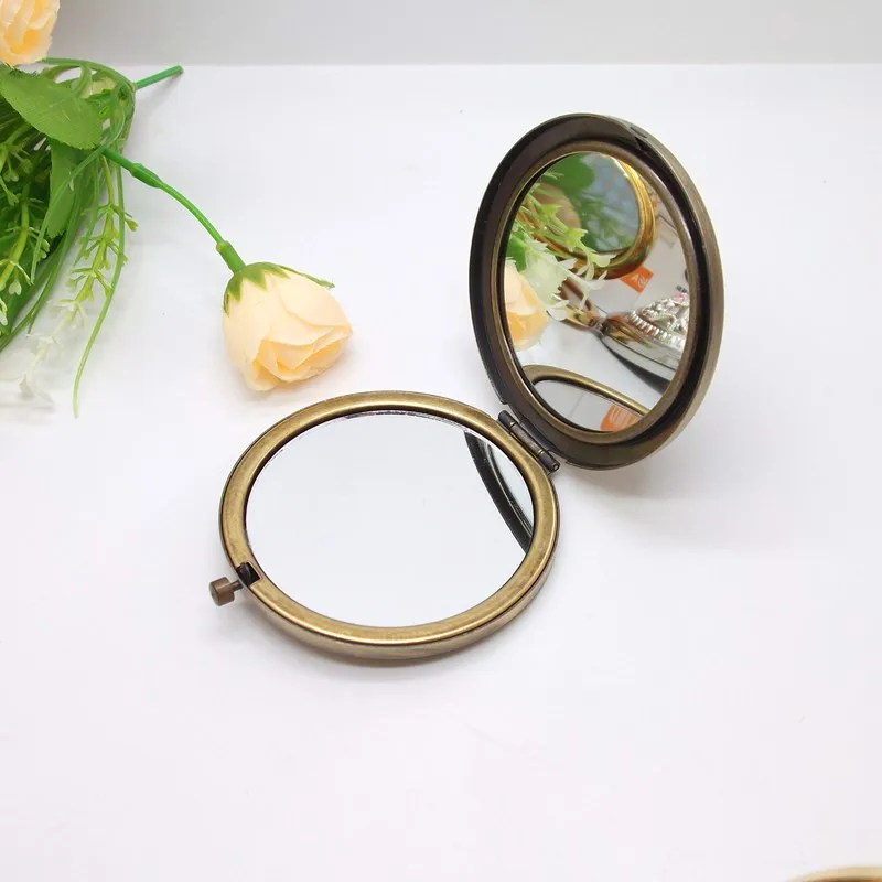 Folding Pocket Mirror Round Compact Double-sided Vintage Hollow Makeup Mirrors