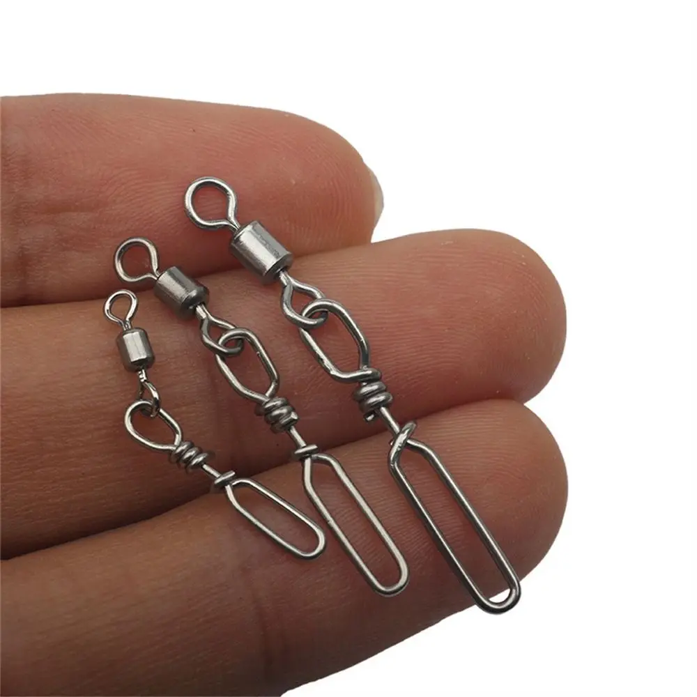 

10Pcs Ball Bearing Fishing Swivels High Strength Snap Rolling Fishing Connector Pin Smoothly Spin Stainless Steel Fishhook