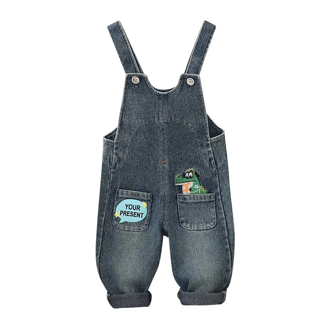 0-4year Spring Newborn Baby Boys girls Suspender Simple Trousers Solid Adjustable Denim Korean Soft Casual