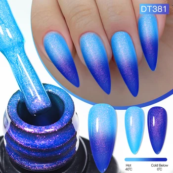 MEET ACROSS 7ml Auroras Gel Termico Smalto per unghie Blu Campana Oro Sfumato Gel Cambia Colore Unghie artistiche Gel Vernice Manicure 1