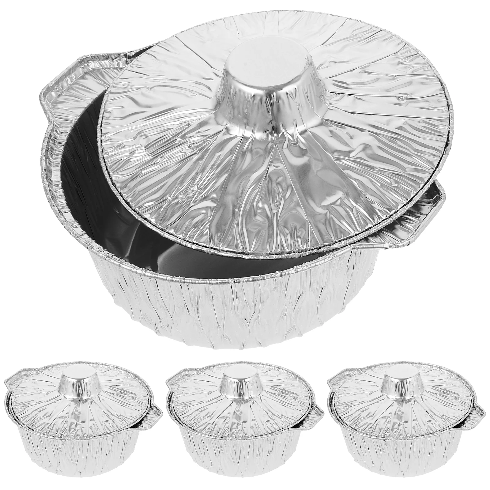 

Aluminum Round Foil Pan 6Pcs Disposable Food Container Lid Pie Tin Tart Pan Plates Baking Foil Pan Tinfoil Camping Pot Prepping