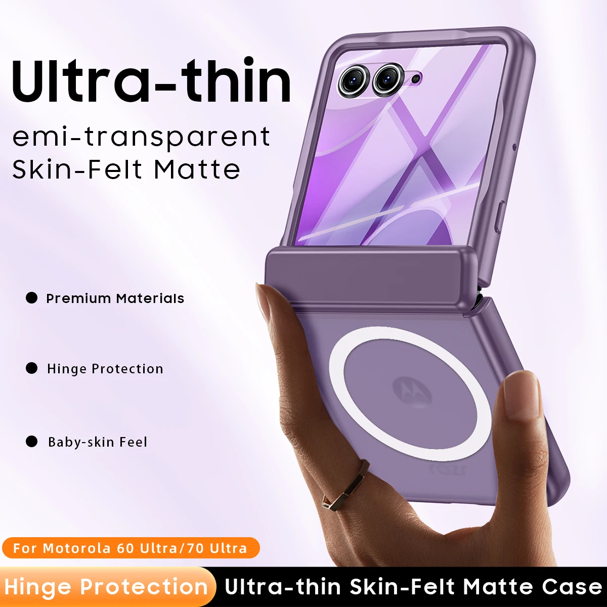 Magnetic Transparent Tempered Glass Phone Case with Matte Clear Cover