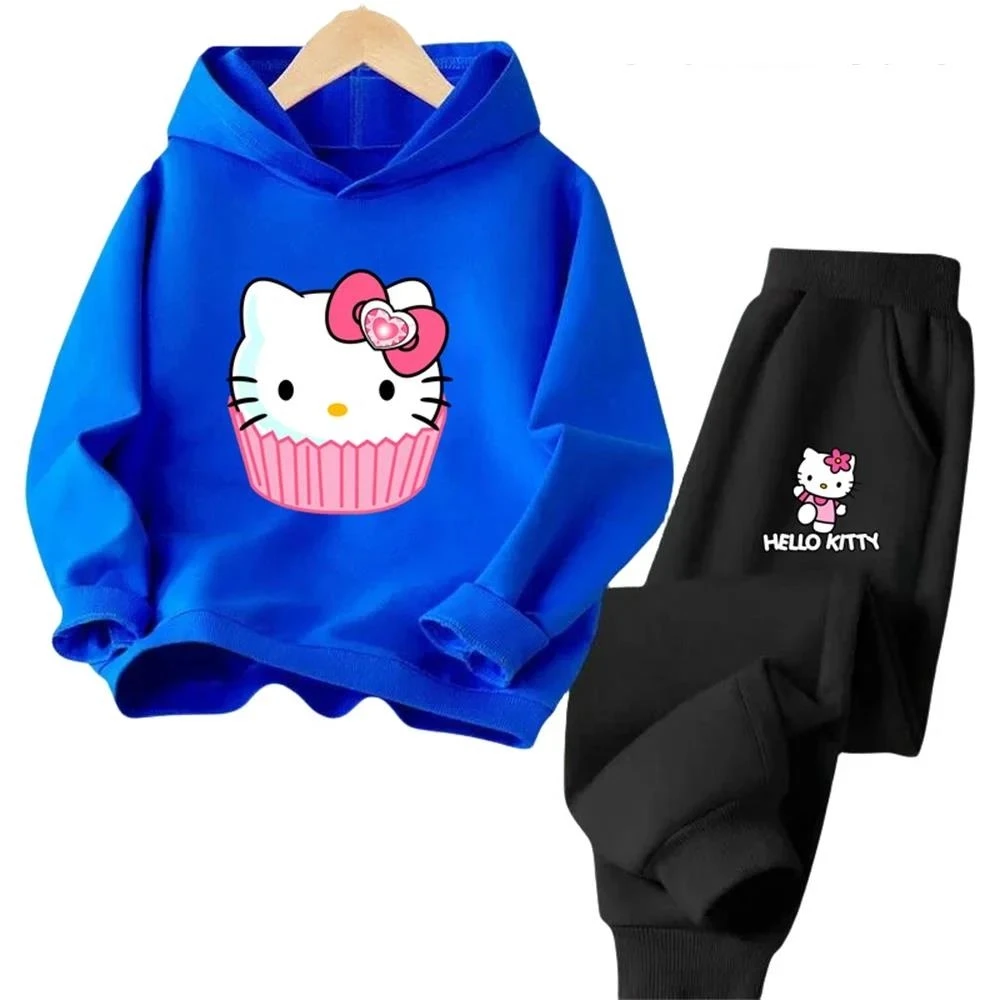 thumbnail image 1 of Conjunto de sudadera con capucha de Hello Kitty Kuromi para niños, juego de dibujos animados para niños, traje de camión de primavera y otoño, sudadera de manga larga, lindas sudaderas con capucha par, 1 of 5