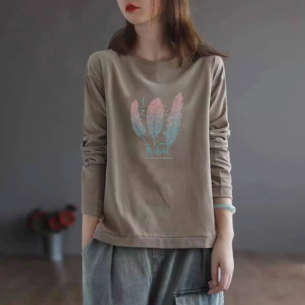 Magliette Da Donna In Cotone Magliette Rosa Con Stampa Vestiti Larghi Top Femminili Coquett 2023 Designer Vecchie Maniche All'Ingrosso Goth