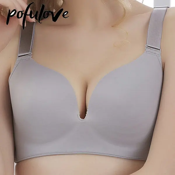 

Traceless Smooth Underwear Women's Thin Style No Underwire Bra Gather Sexy Beautiful Back Adjustment Type Full Cup Bra