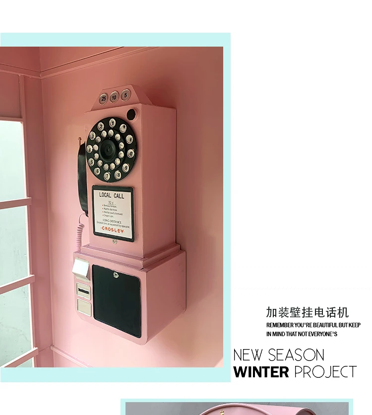Description Picture 4 of itemTelephone Booth Decoration Retro Wrought Iron Net Red Props Model Road Sign Bench Mall Bar Large Decoration