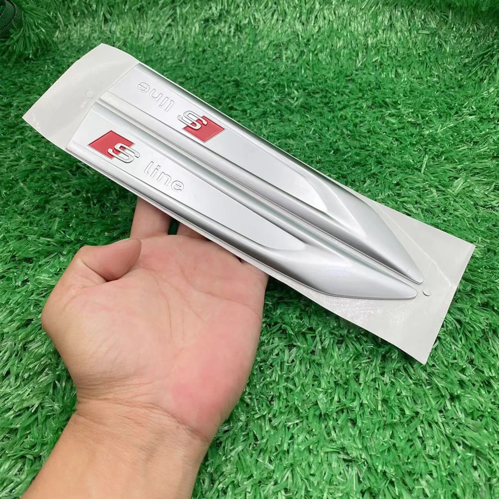 2Pcs 3D ABS Car S LINE Emblem Sticker Badge Decal Decoration For Audi Sline A1-A8 Q1-Q8 TT