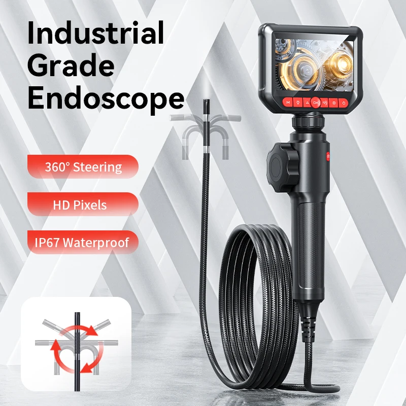 4.3-inch Bi-Directional Borescope, 8.0mm Camera, HD 1080P with LED Illumination for Automotive Repair, Plumbing Inspection 2