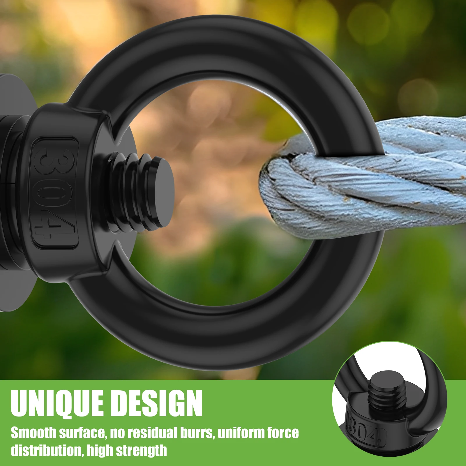 4-Piece Stainless Steel Ring Eye Screw & Tie Down Set for Securing Cords and Ropes
