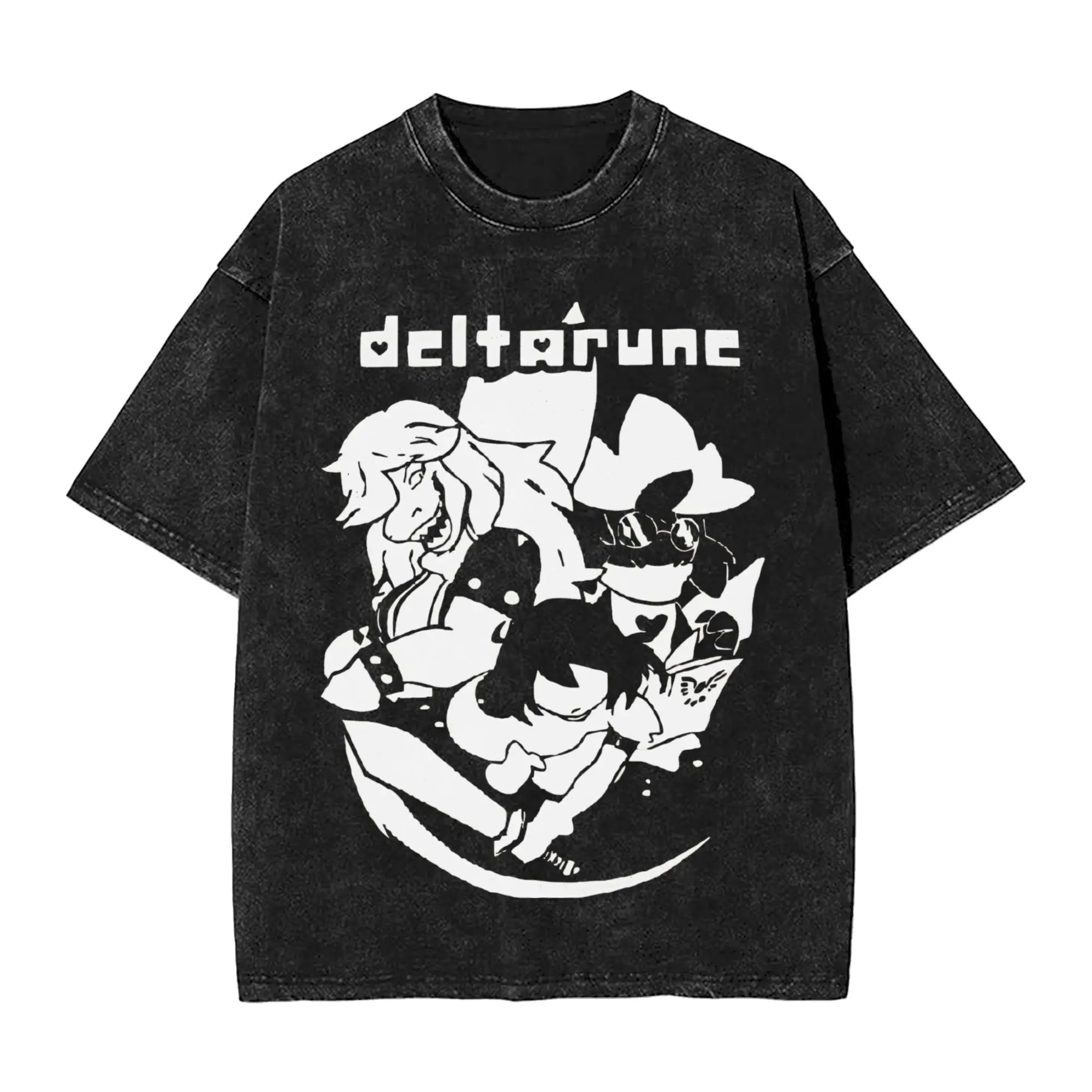 Deltarune Undertale Vintage Washed T-Shirt Herren Baumwolle Tops Neuheit O-Ausschnitt Kurzarm – Detail 2