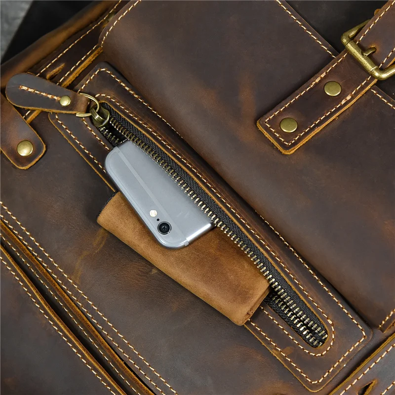 Leather College Backpack For Men