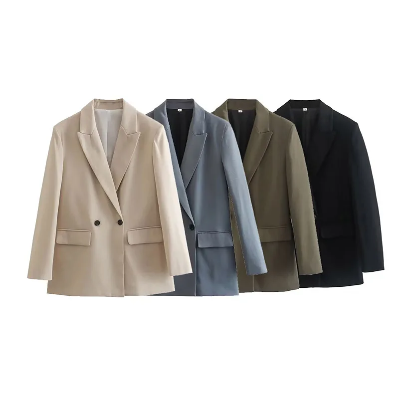 

Blazers 2024 New Fashion Women Suit Jacket Spring Autumn Casual Long-Sleeved Solid Color Double-Breasted Women Suit jacket Y125