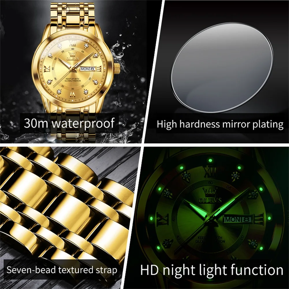 OLEVS 5513 Certified Top Brand Original Men's Watches Waterproof Luminous Stainless Steel Quartz Watch Fashion Date Wristwatch - Image 5