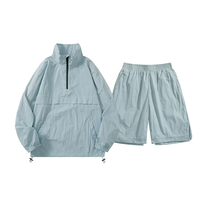 Pet Beautician Work Uniform Suit Shirt And Shorts Sunscreen Ice Sensation Outdoor Lightweight Unisex Long Sleeves Set M-5XL