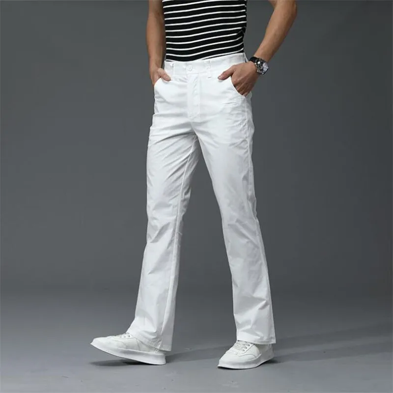 Men's Casual Pants Men's Thin Micro-Flared Casual Pants Korean Elastic Slim-Fit Flared