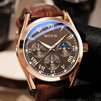 Montre-bracelet à quartz en cuir PU pour hommes, montres d'affaires, cadeaux de mode de luxe, calendrier masculin 3