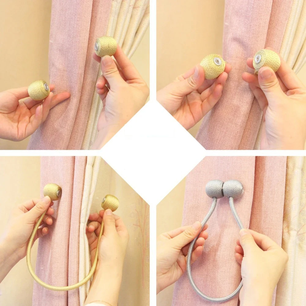 Magnetic Ball Curtain Tiebacks Tie Rope Accessory Rods Accessoires Backs Holdbacks Buckle Clips Hook Holder Home Decor