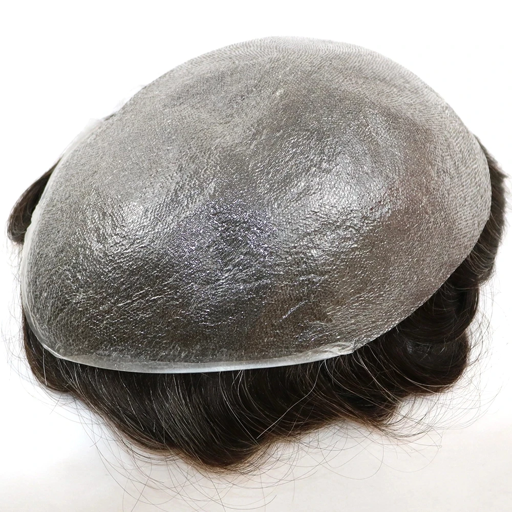 Human Hair Toupee 0.02mm Utra Thin Skin Disposable Natural Hairline Men Toupee Human Hair Prosthesis Replacement System Units Hair Pieces 8*10