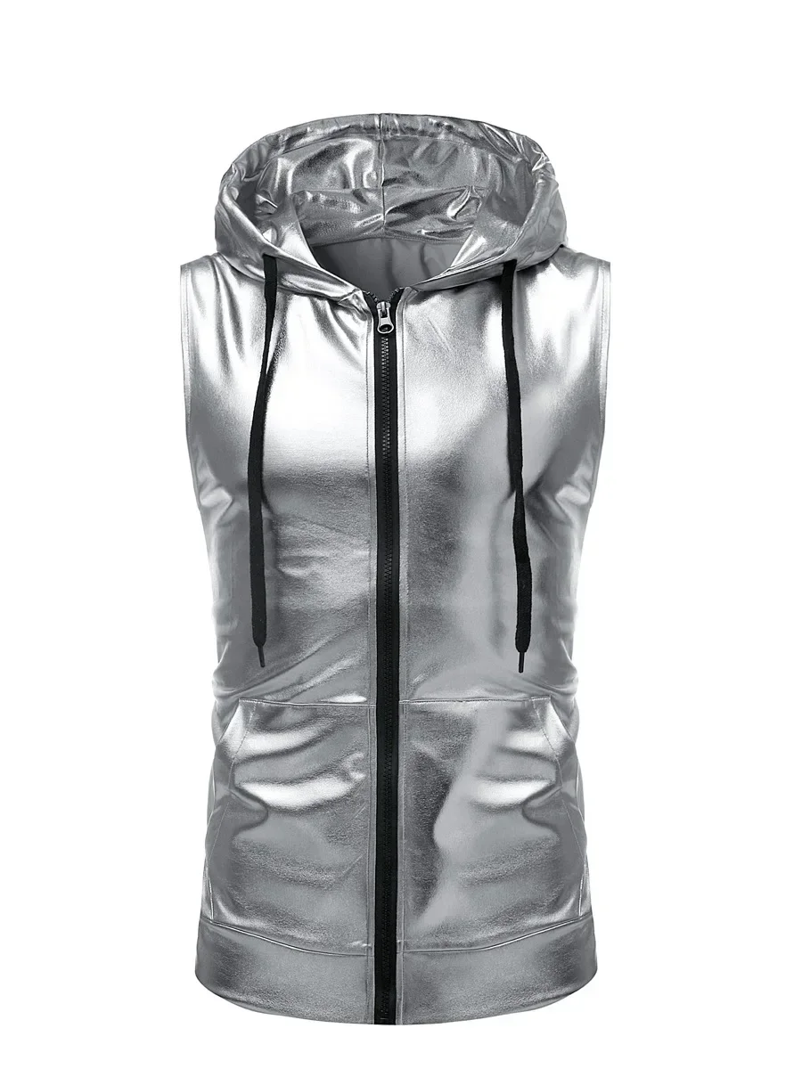 トップス 00s FINAL  Gimmick Hooded Vest Zipper Tops | Gold Vest | Tank Top | Hoodie - New2022 Top