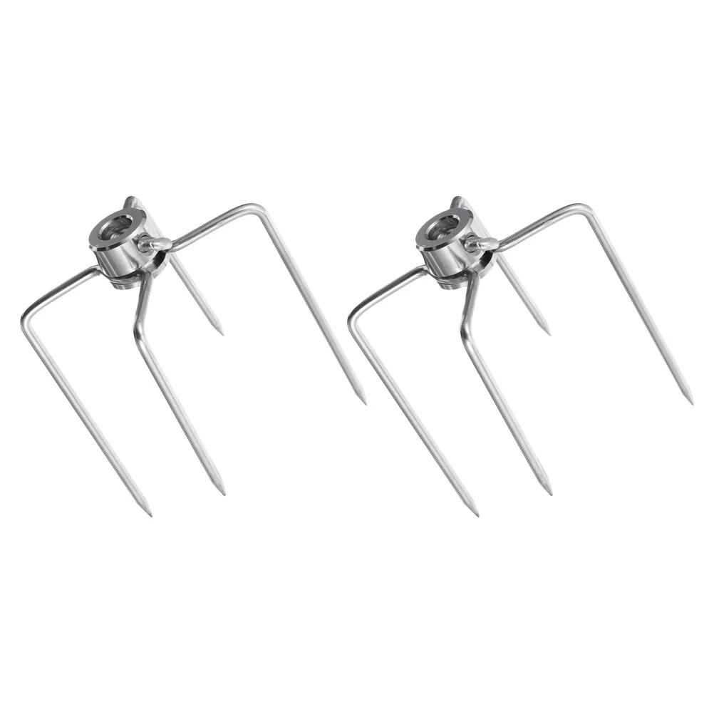 

2pcs Rotisserie Meat Forks Stainless Steel Rotisserie Spit Forks Replacement Grill Forks Barbecue Grilling Tool Accessories