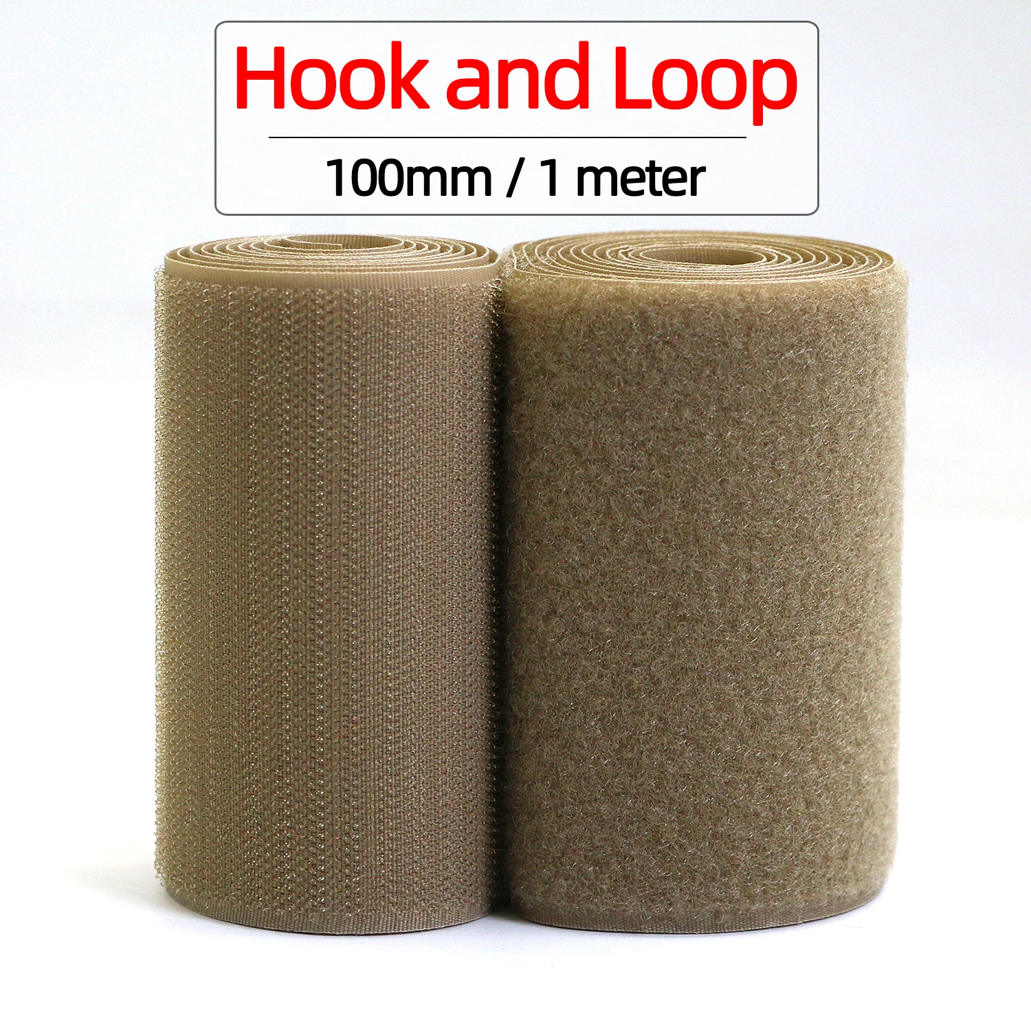 1Meter/pairs 100mm Beige Non-adhesive Hook and Loop fastener Tape Sewing-on the hooks adhesive Magic tape DIY Brown