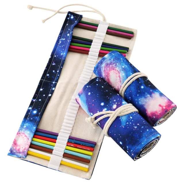 48 Holes Roll Colored Art Pencil Case Kawaii School Students Supplies Paint  Brus