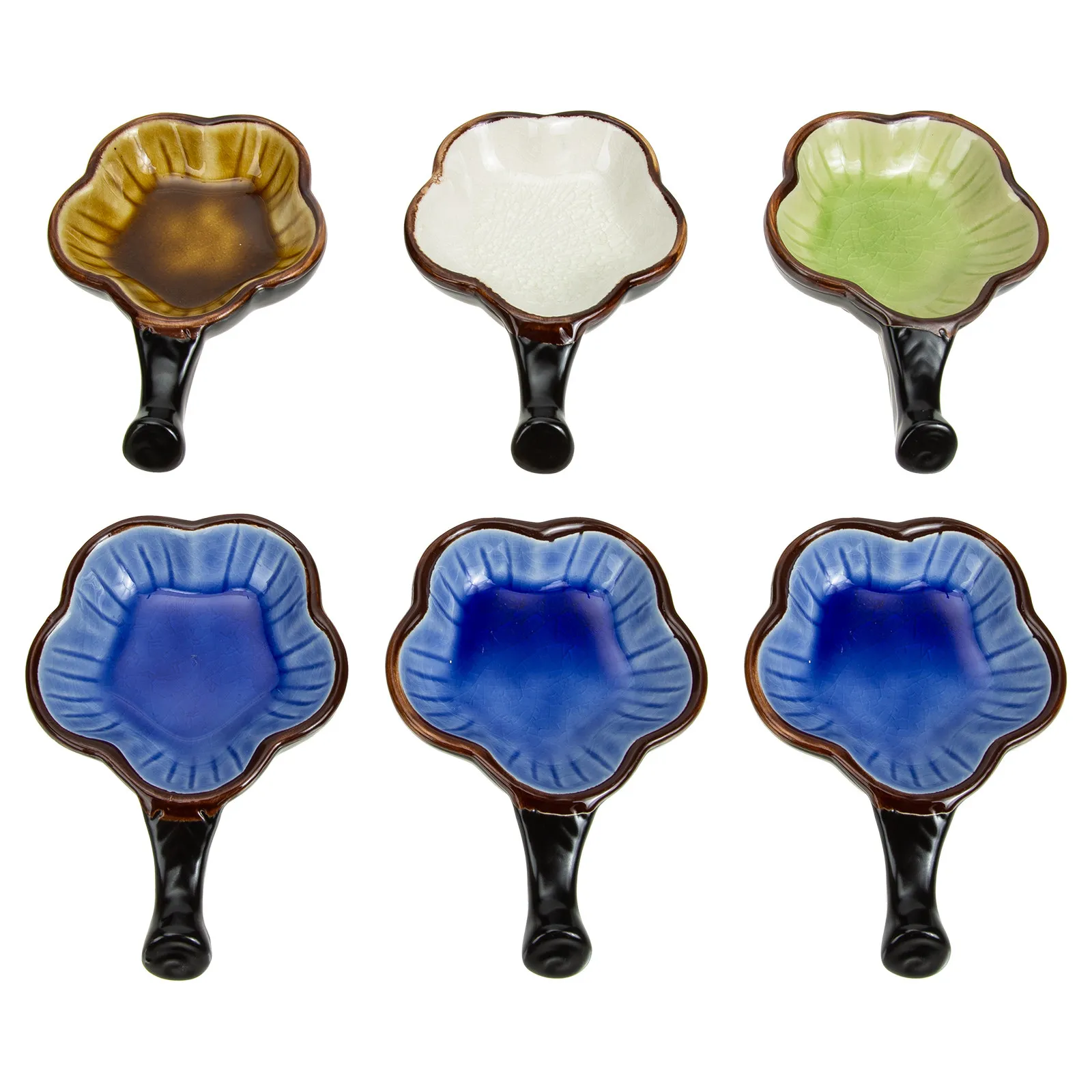 6Pcs 세라믹 잉크 브러쉬 와셔 잉크 플레이트 서예 수미 그림 학생을위한 다기능 브러쉬 펜 홀더