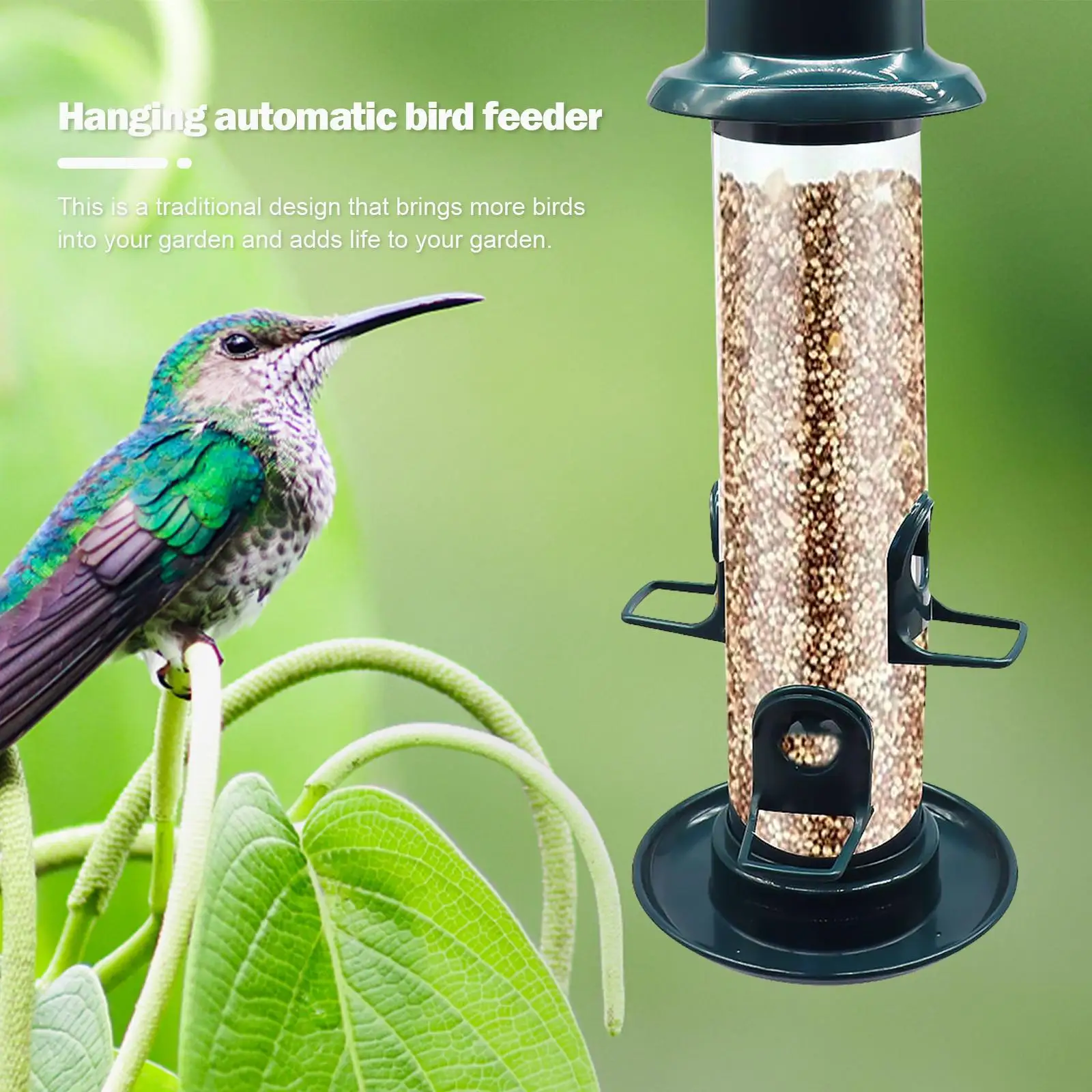 Wild Bird Feeder for Outdoors Hanging Squirrel Proof Tube Bird Feeder Plastic Finch for Outside Garden Yard Decoration