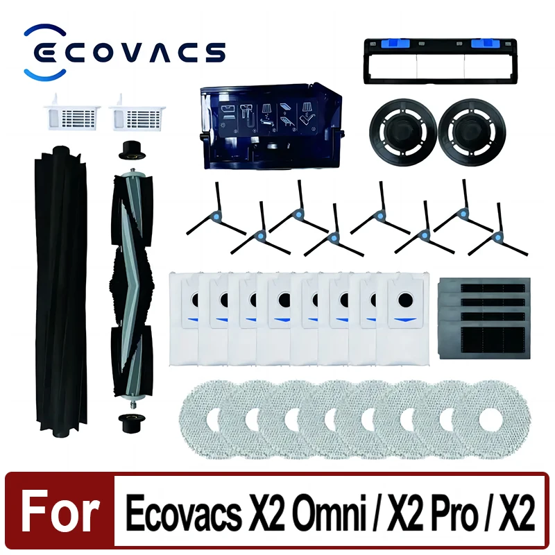 

For Ecovacs Deebot X2 Omni/ X2 Pro Robot Vacuum Cleaner accessories Dust bag Hepa Filter Main Brush Mop holder Dustbin Parts
