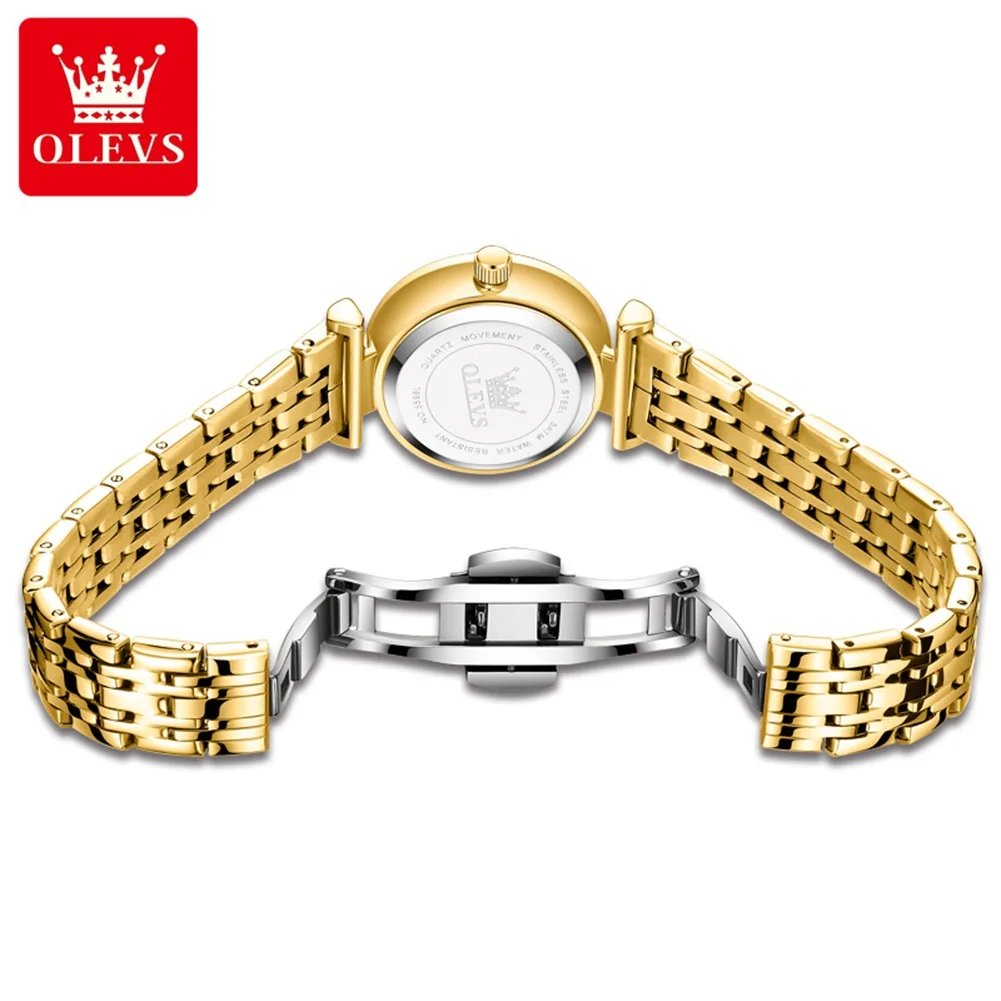 OLEVS Quartz Watches for Women Luxury Golden Stainless Steel Women's Watches Waterproof Elegant Ladies Dress Wristwatches Reloj