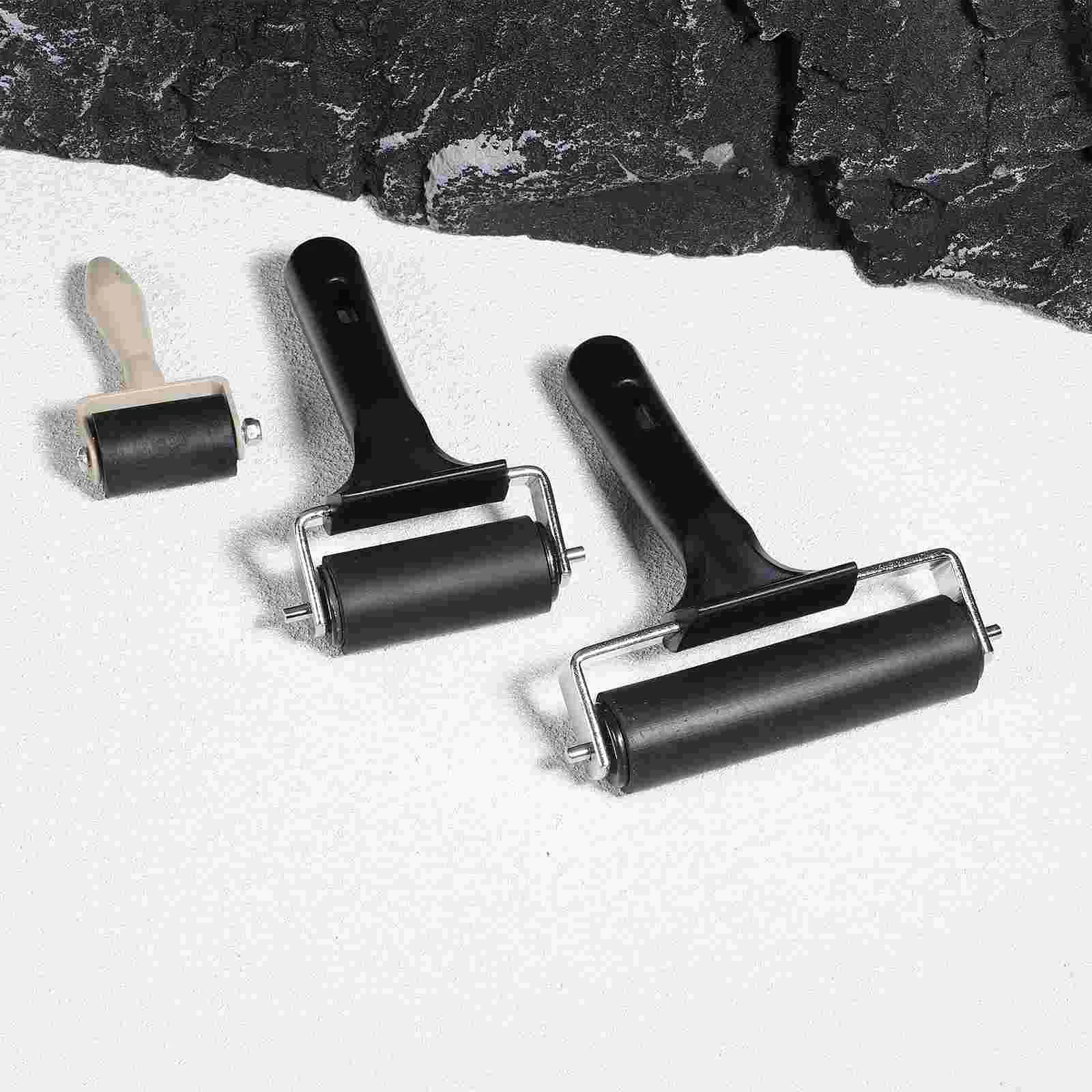 3 Pcs Glass Printmaking Tool Roller Child Paint Stamping Rollers Rubber Painting Tools black rubber wood grain paint roller diy graining painting tool wood grain pattern wall painting roller home tool 2 pcs