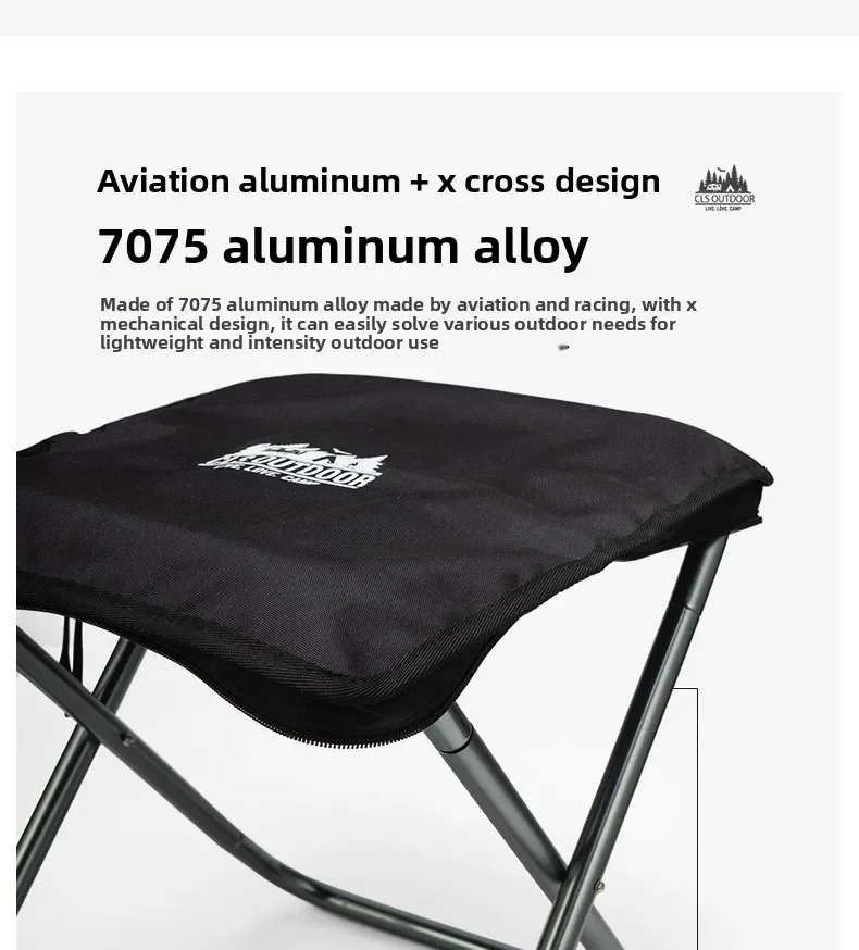 CLS&NOBANA Camping-Handtaschenstuhl, tragbarer, leichter Outdoor-Aluminium-Mattza-Stuhl, hochbelastbarer Reise-, Strand- und Angelstuhl – Detail 11