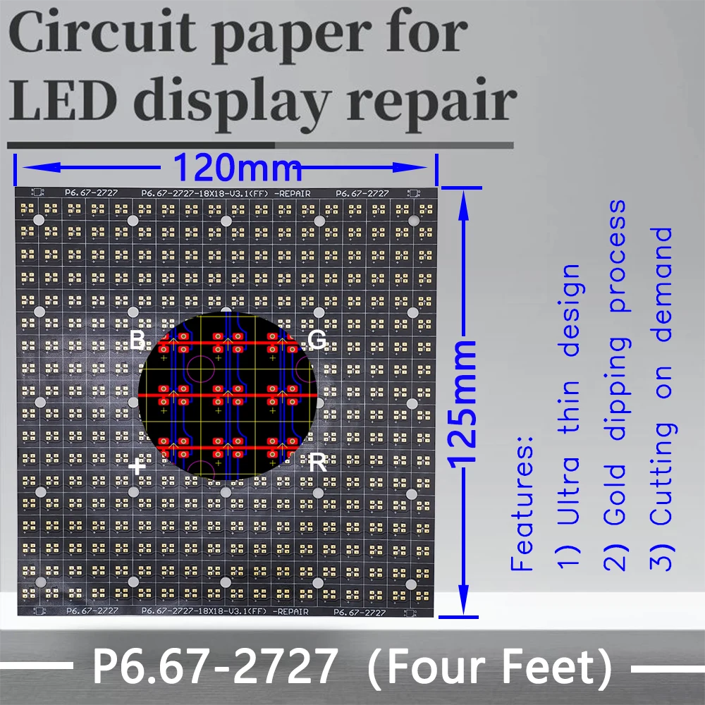 

P6.67-2727(FF) Circuit Paper，Four feet，120X125mm ,Used for repairing damaged PCB pads