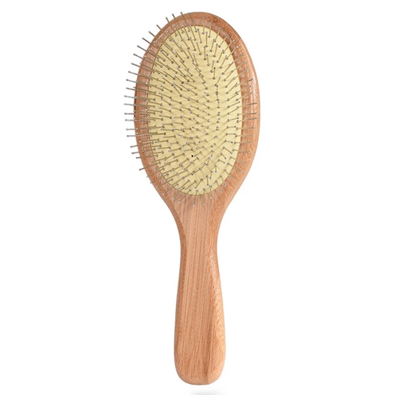 

2X Wooden Steel Needle Hair Brush Pin Hairbrush Scalp Massage Improve Hair Health Wood Paddle Detangling Comb-1