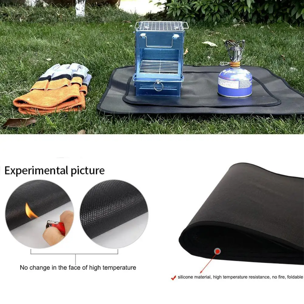 Description Picture 4 of itemOutdoor Camping Fireproof Cloth Picnic Barbecue Flame Retardant Protective Mat Silicone Coated Fireproof Grill Mat BBQ Equipment
