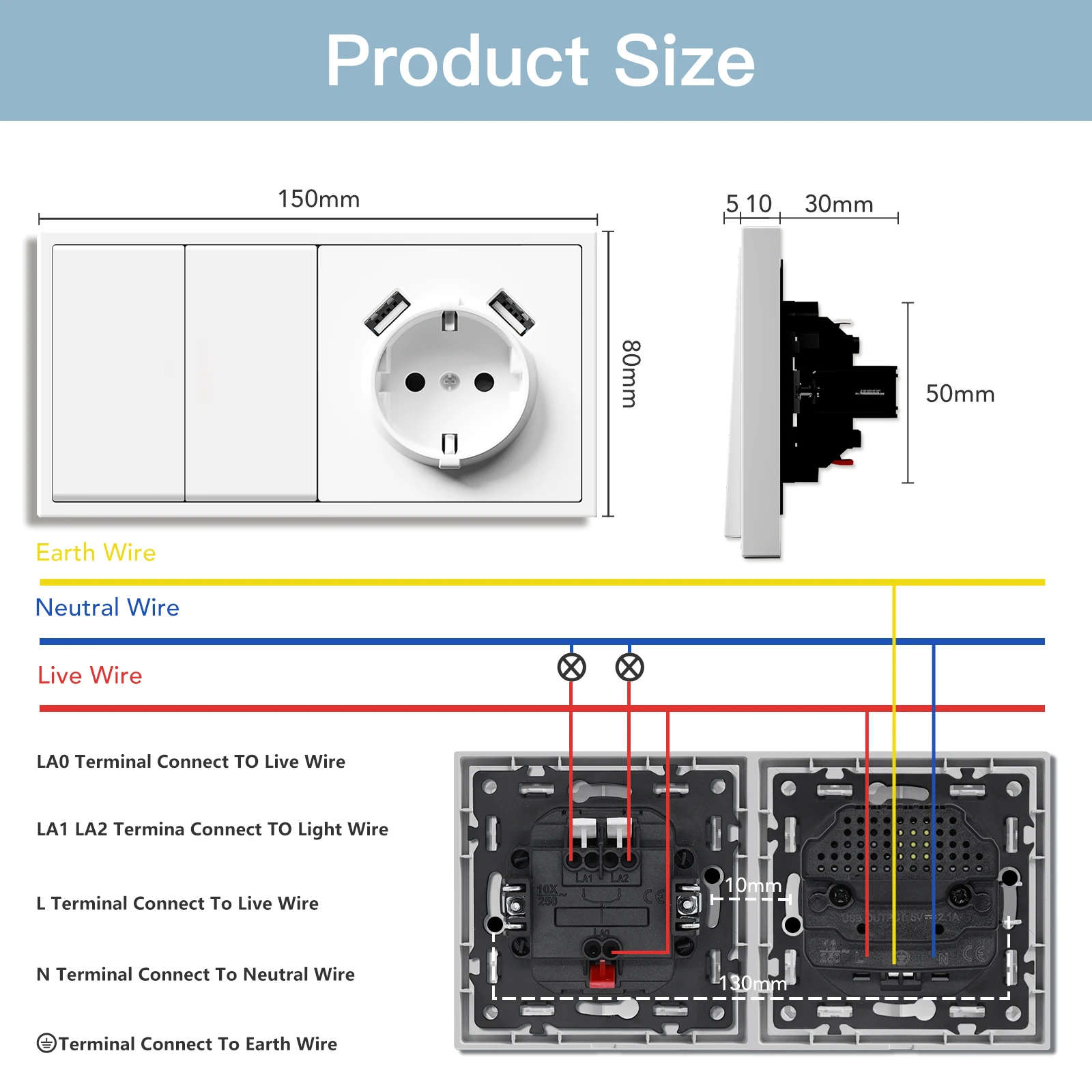 BSEED 1/2 عصابة مفاتيح الإضاءة الميكانيكية أزرار ك...