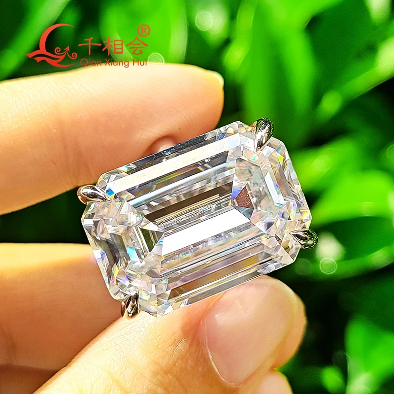 30ct emerald stone Sterling 925 Silver hip hop