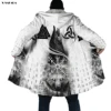 Odin Raven Fenrir Viking Tattoo 3D Printed Cloak Thick Winter Warm Hooded Blanket Coat Fleece Men Female Jacket Pullover 1
