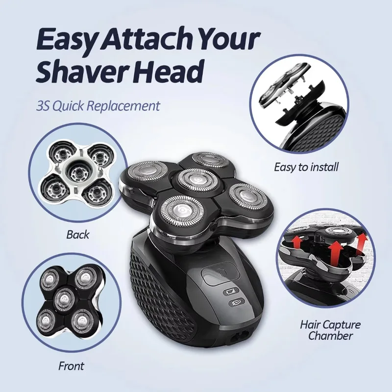 Enhanced Replacement Blade Heads for Bald Men's Electric Razor