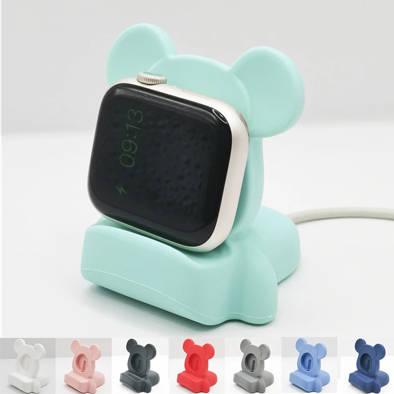 Cartoon Desktop Stand Silicone Charger For Apple Watch Series 9 8 7 6 SE 5 4 IWatch 49mm 45mm 44mm 42mm 41mm 40mm