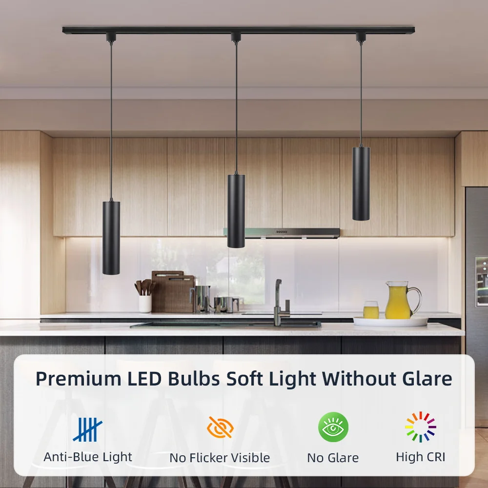 LED Track Pendant Light 90-260V Dining Modern Long Hanging Lamp For Living Room Kitchen Ceiling Chandelier Home Decor Track Lamp