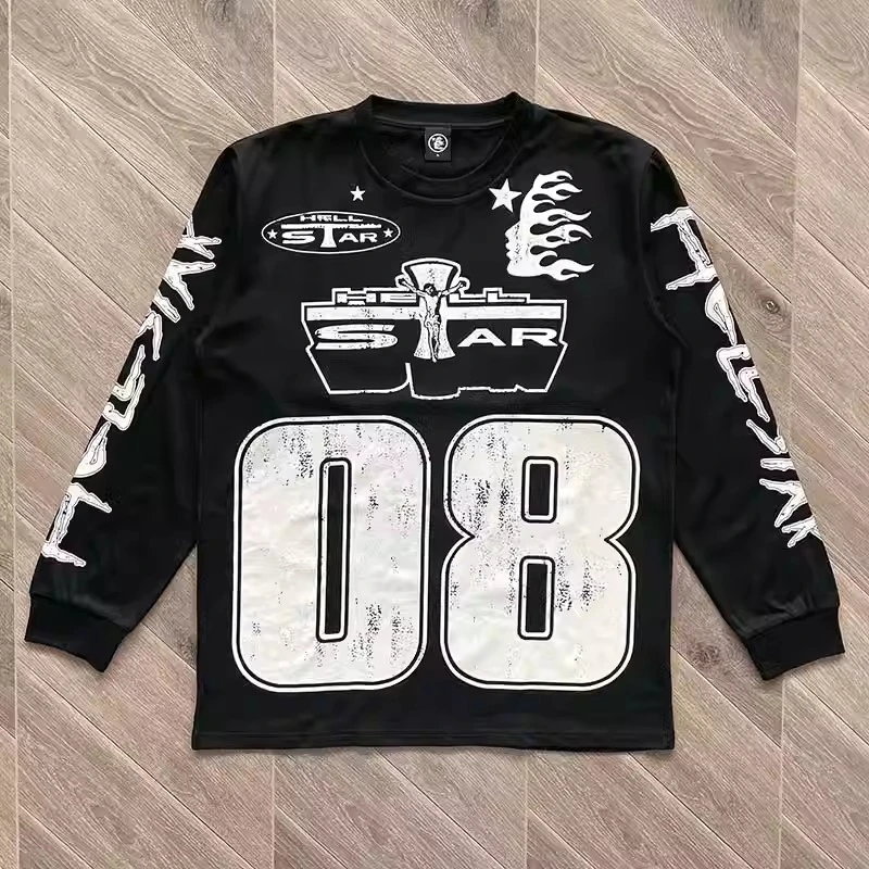 

New Hellstar Studios FOR THE SUN Long Sleeve T Shirt Men Women Nice Washed Top Tee T-shirt Harajuku