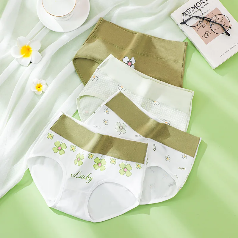 4PCS High Waist Women's Panties Body Shaper Underwear Breathable Cotton Underpants  Plus Size M-5XL Panty Slimming Female Briefs