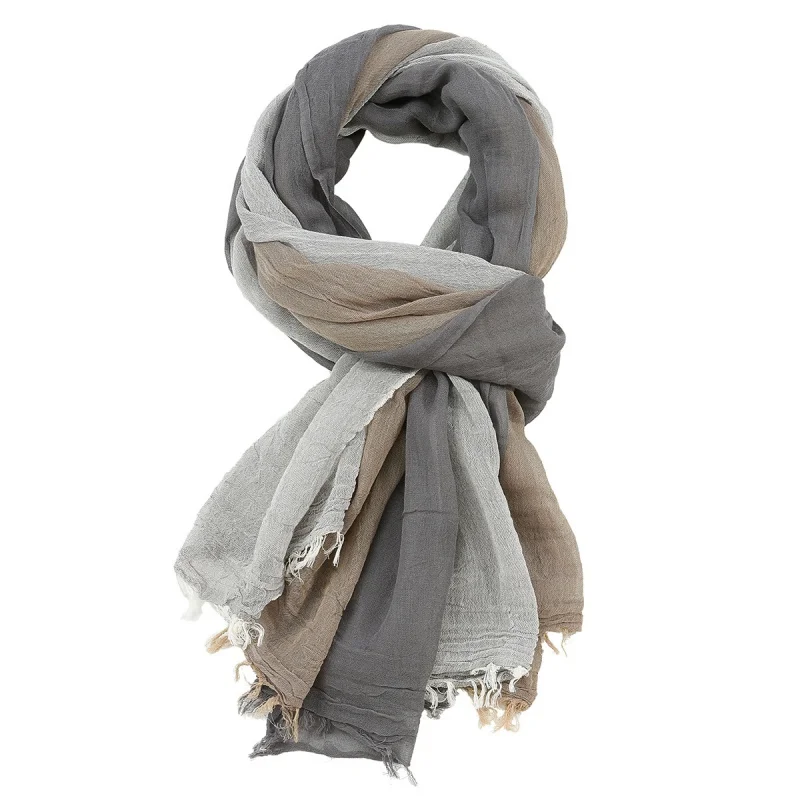 

Cross-Border Men's Simplicity Three-Color Stitching Yarn-Dyed Scarf Export Autumn New Casual Light Thin Scarf Wholesale