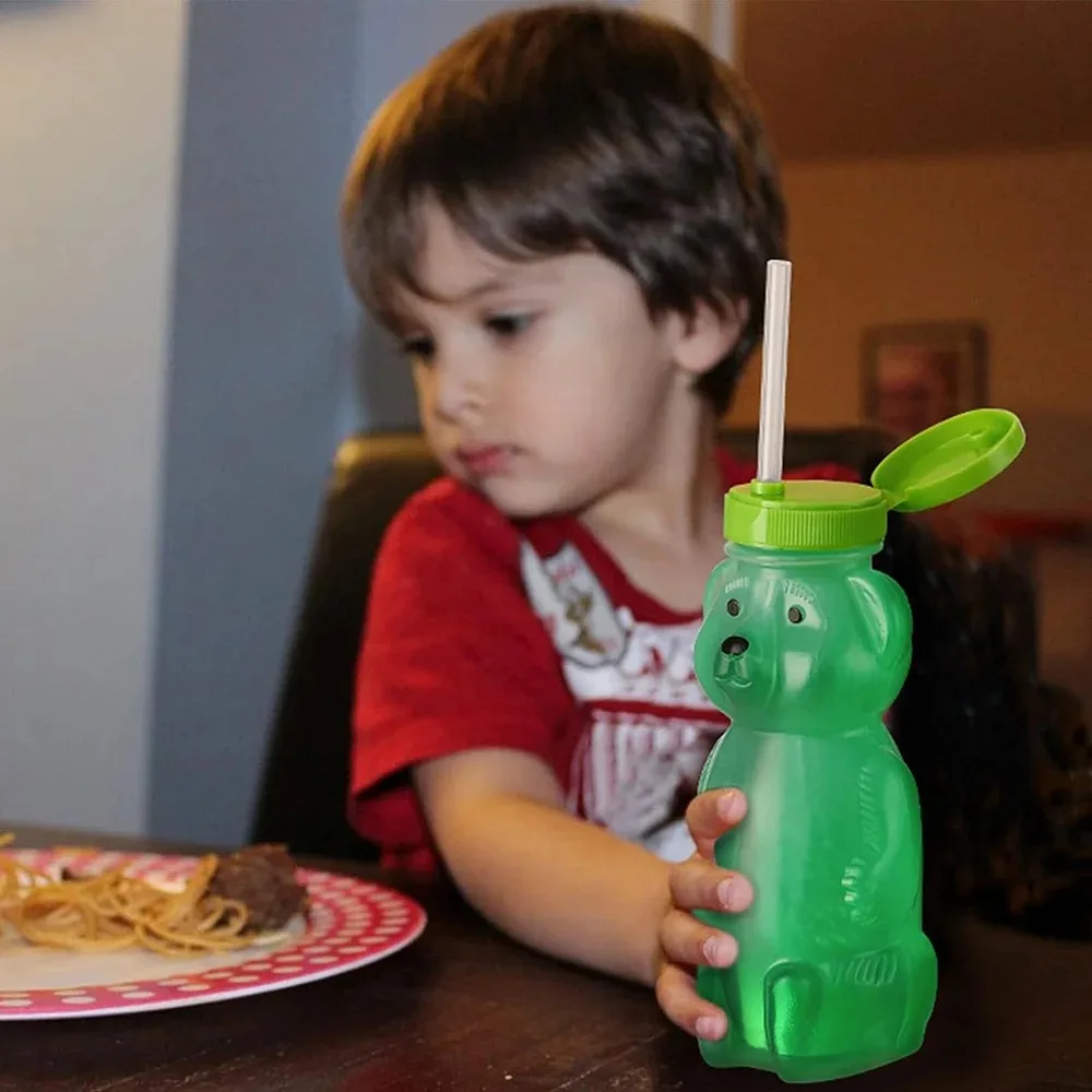 Honey Bear Straw Cups for Babies with Flexible Straws 8 OZ Sippy Bottles Food-Grade & BPA Free