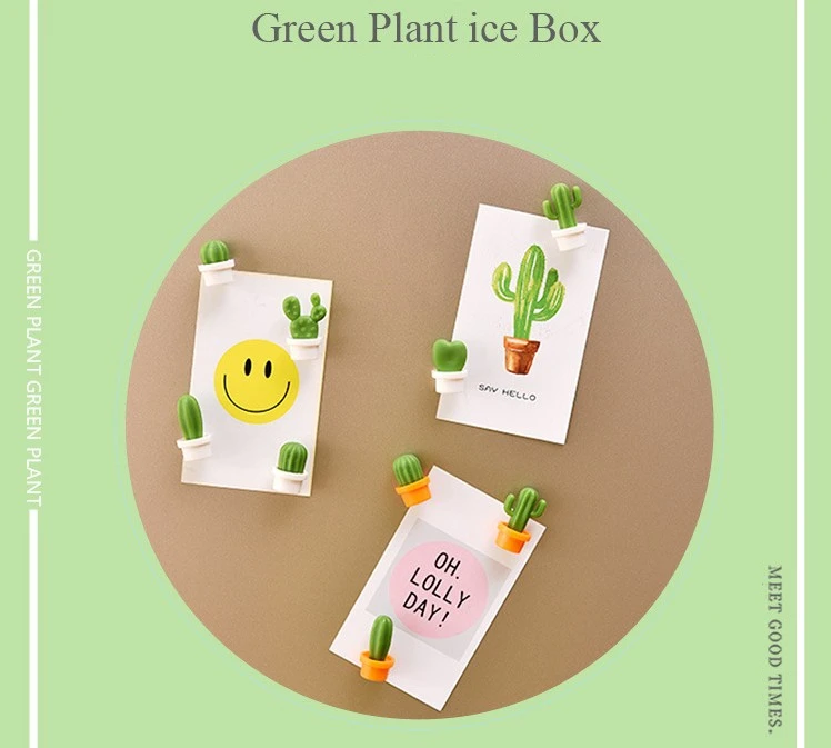 6PC/set of cute succulent plant refrigerator magnet button cactus refrigerator message sticker magnet sticker_voghion.com