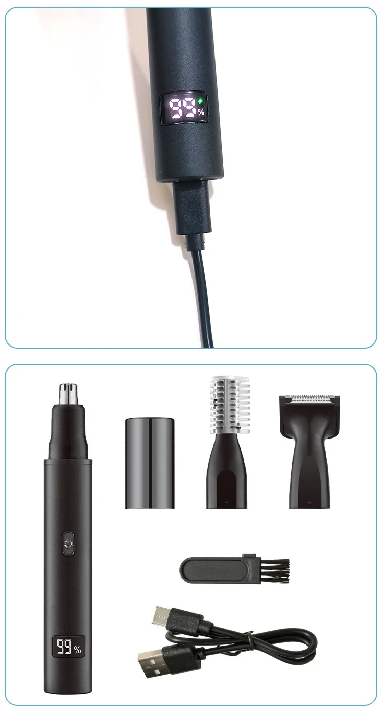 Elektrischer Nasen-Ohr-Haarschneider für Männer, schmerzlos, wiederaufladbar, für Augenbrauen, Bart, Haarschneidemaschine, Rasierer, 3-in-1-Nasenhaarschneider – Detail 11