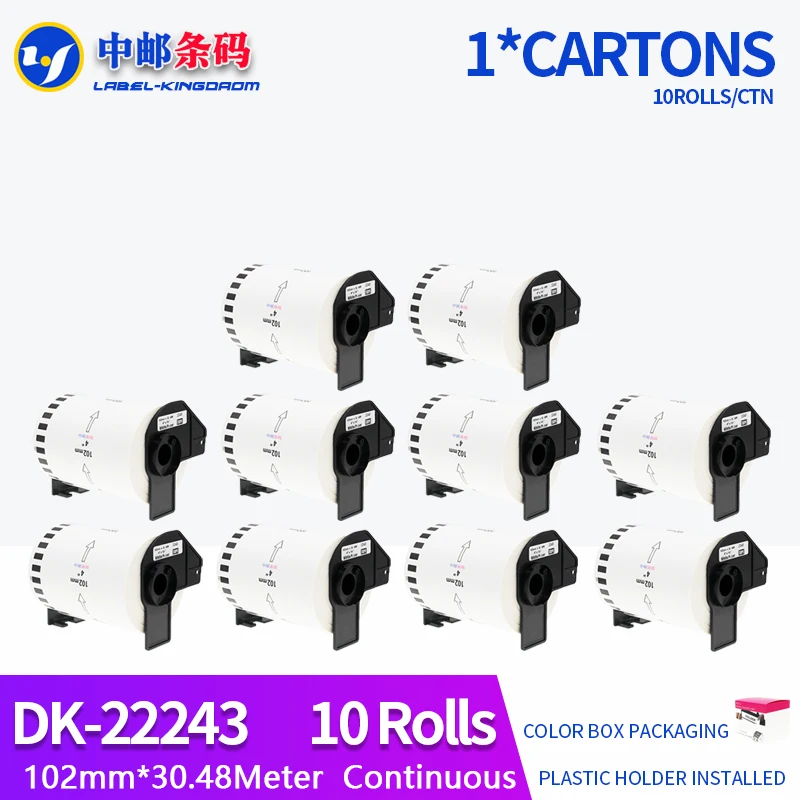 

10 рулонов, стандартная ярлык, 102 мм * 30,48 метров, совместимая с принтером Brother, все поставляются с пластиковым держателем